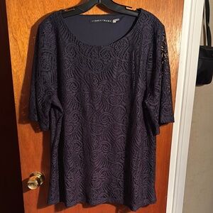Women's Navy Lace Top